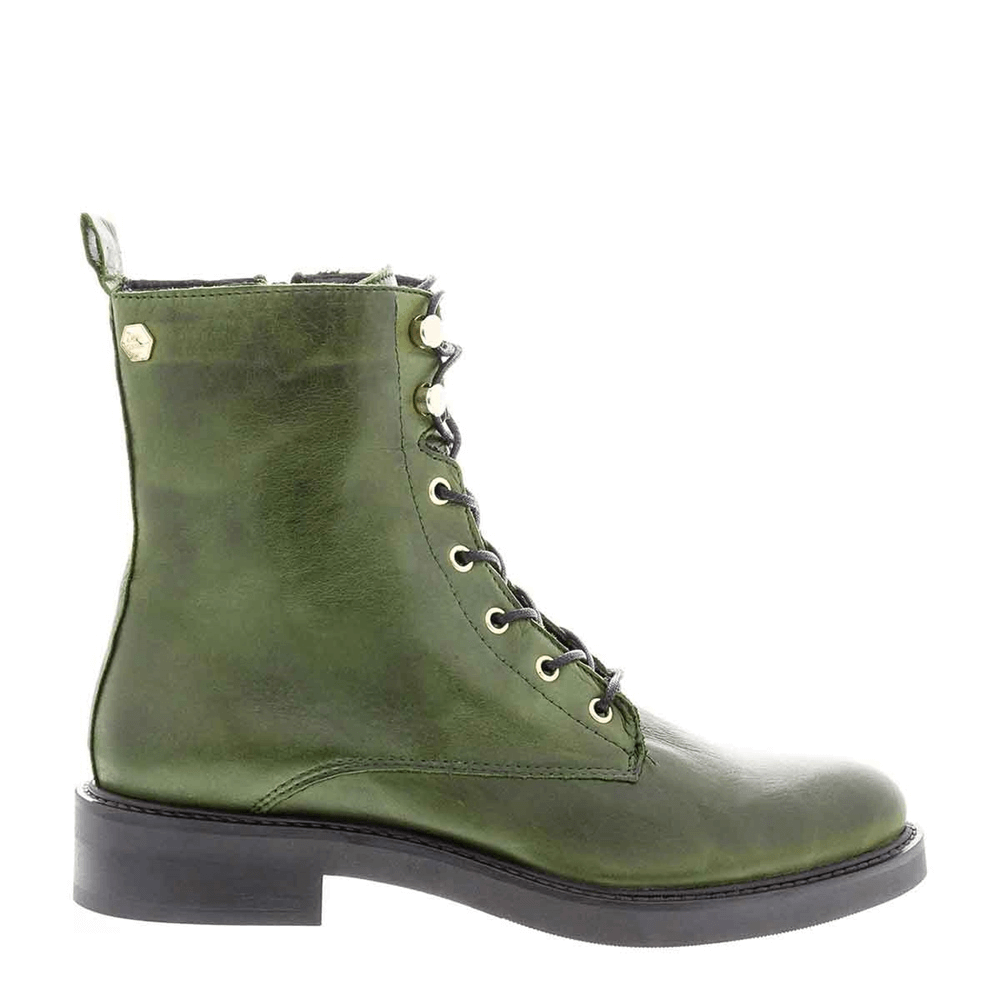 Carl Scarpa Roux Green Leather Lace Up Ankle Boots